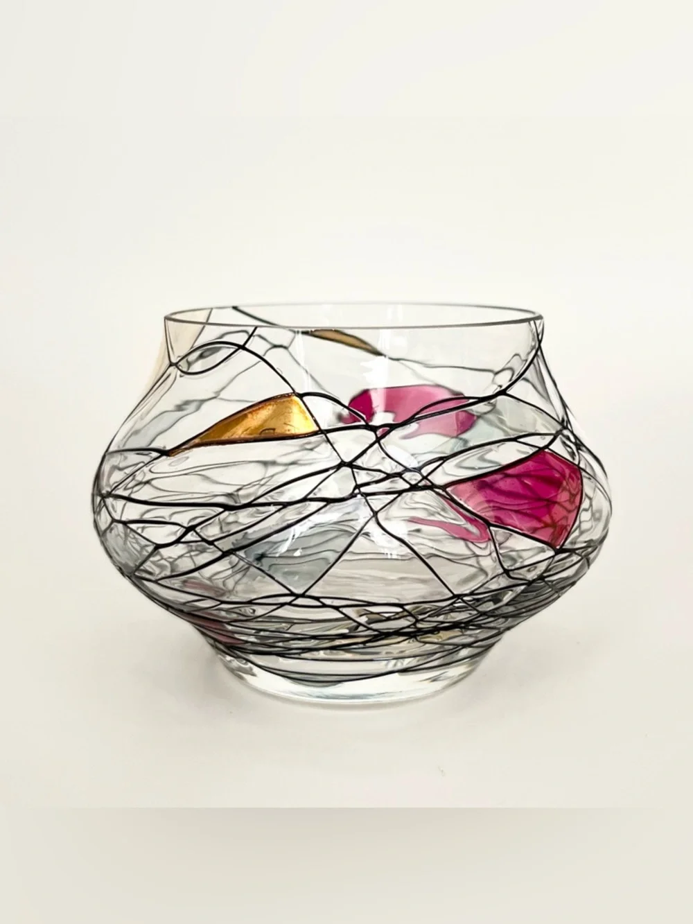PartyLite Glass Tealight Candle Holder Tiffany Mondrian Inspired Delicate Art - Picture 1 of 7
